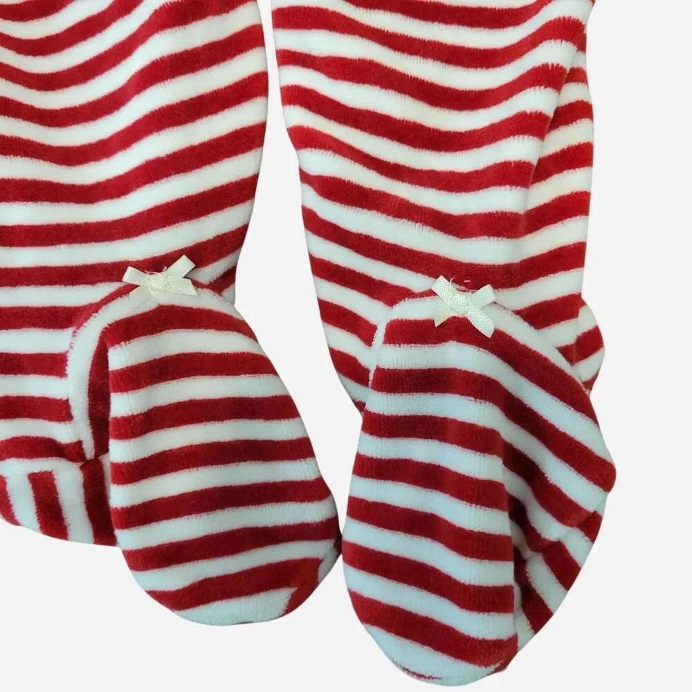 Ralph Lauren Baby Striped Velour Footed Romper 6-9M Peter Pan Collar Holiday